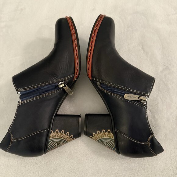 L'Artiste Zami Bootie Black Multi Color Ankle Boots Eu 38 U.S. 7.5/8 Boho Artsy - Picture 5 of 13